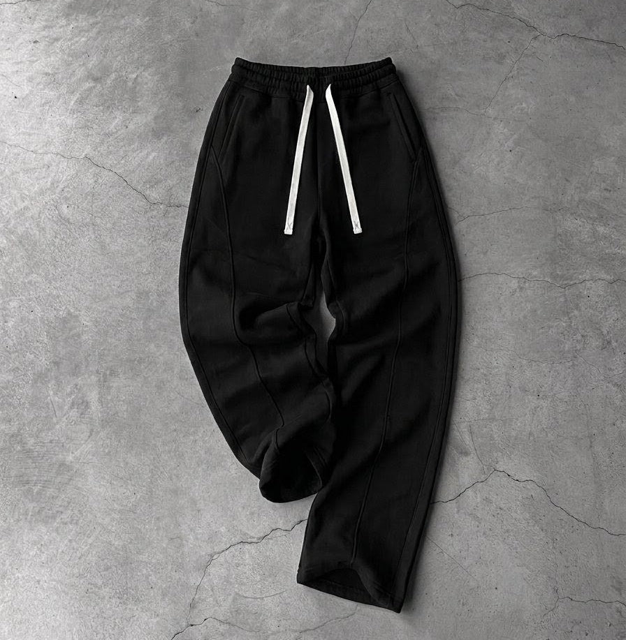 VAYR UNIT_03 Shadow Black Wide-Leg Pants - Front View Structured Silhouette and Waist Detail