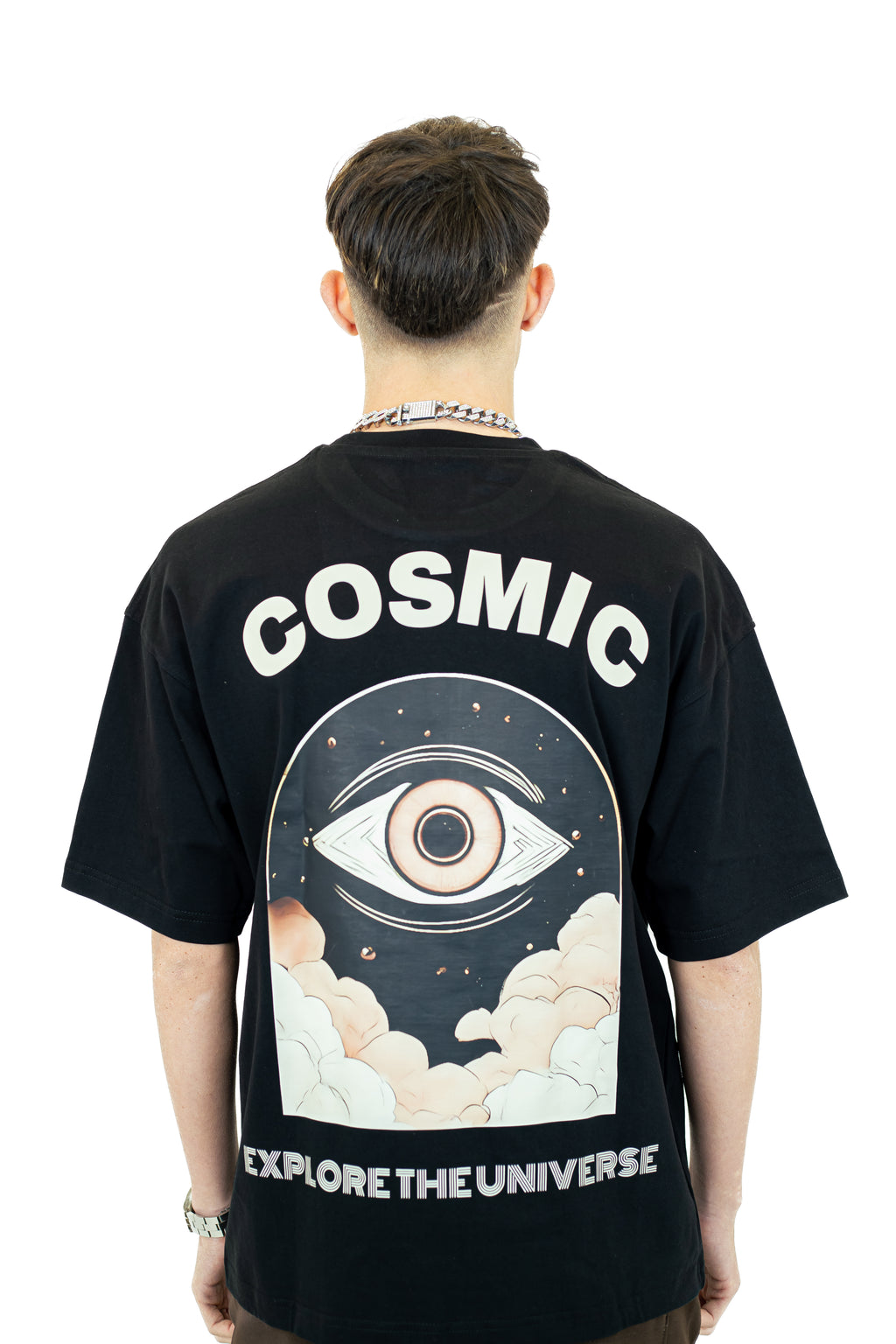 VAYR UNIT_01 Void Black Boxy Fit Tee - Back View showcasing Premium Fabric Texture and Structured Silhouette