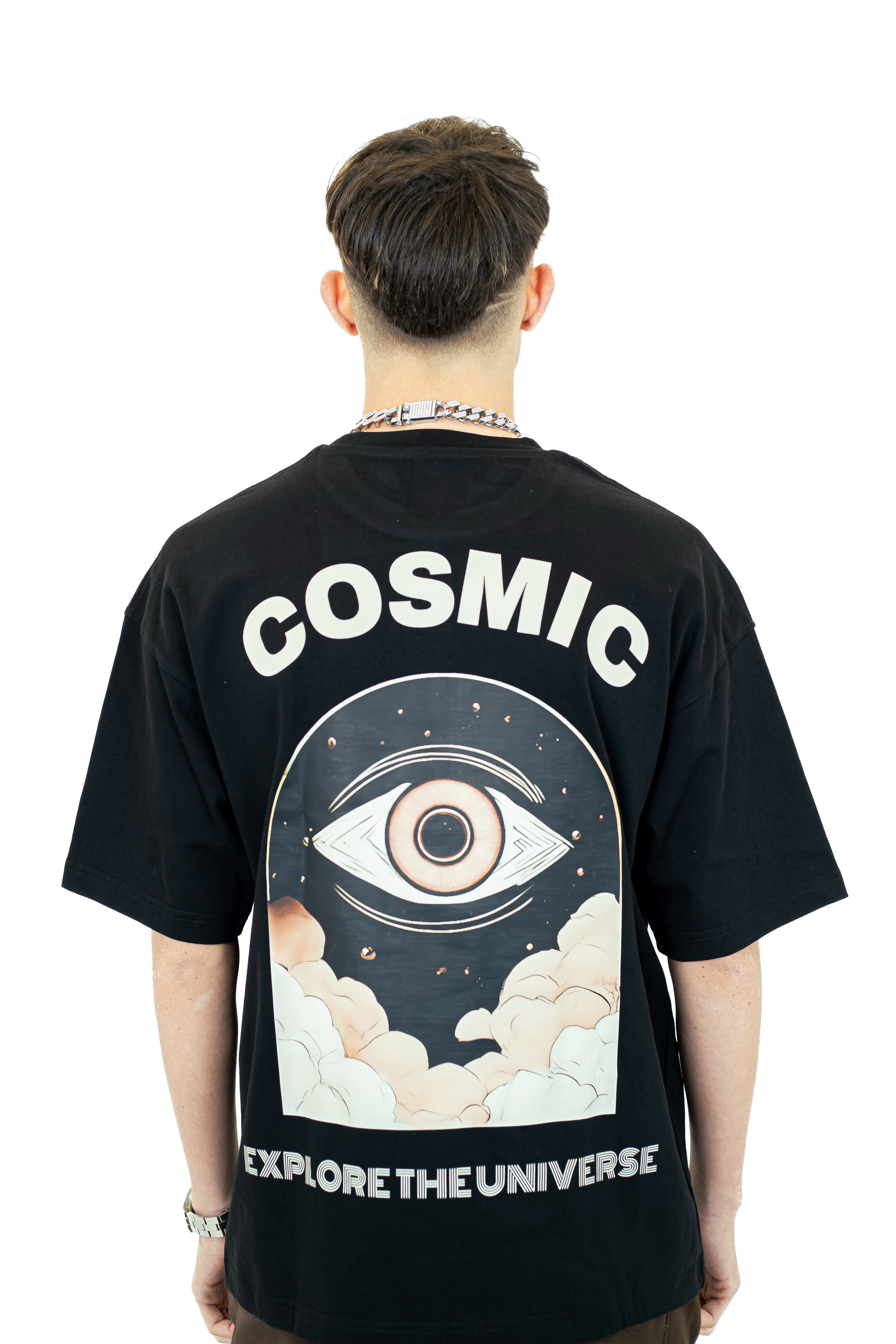 VAYR UNIT_01 Void Black Boxy Fit Tee - Back View showcasing Premium Fabric Texture and Structured Silhouette