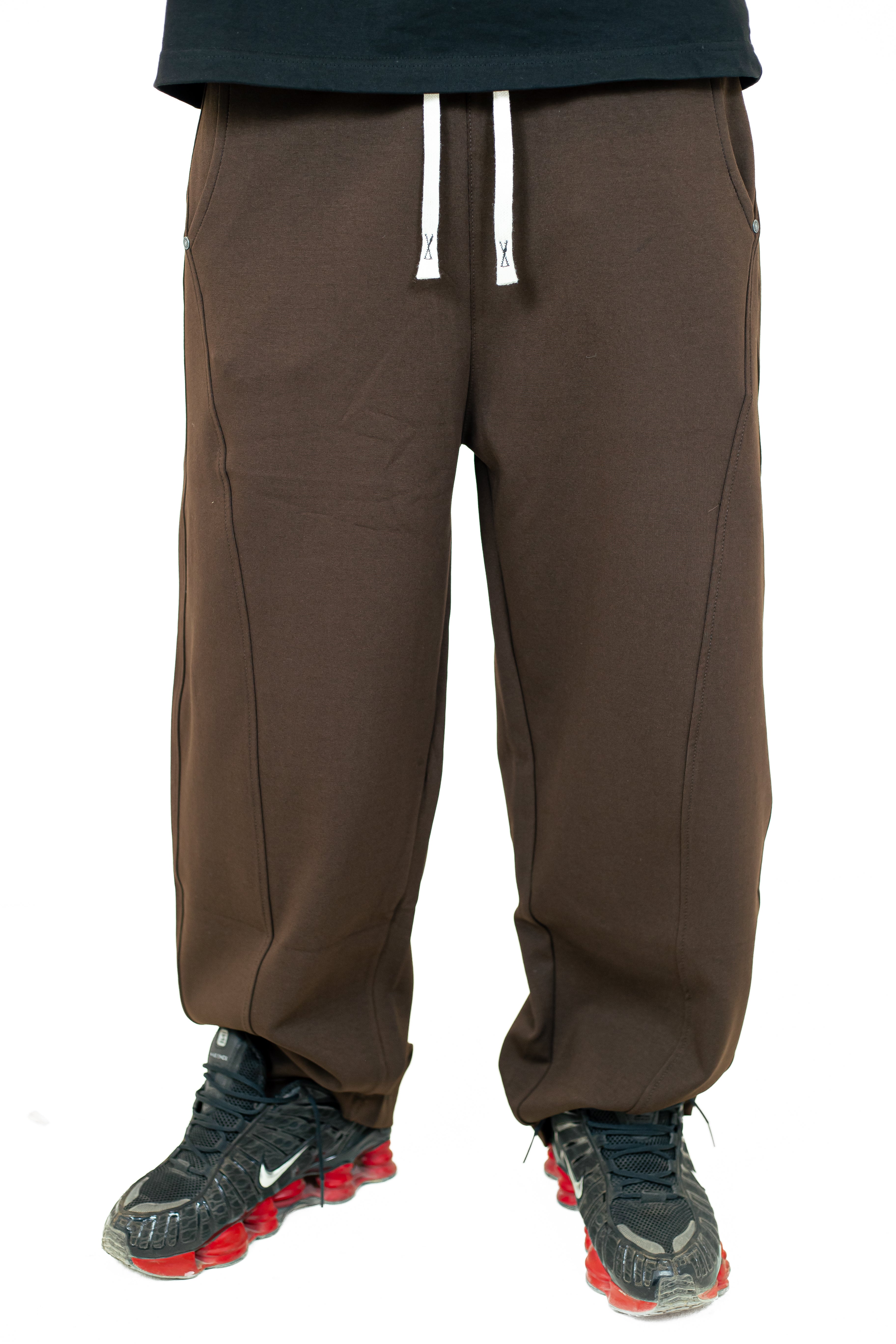 VAYR UNIT_04 Dust Brown Wide-Leg Pants - Front View Premium Cosmic Earth Tone Trousers